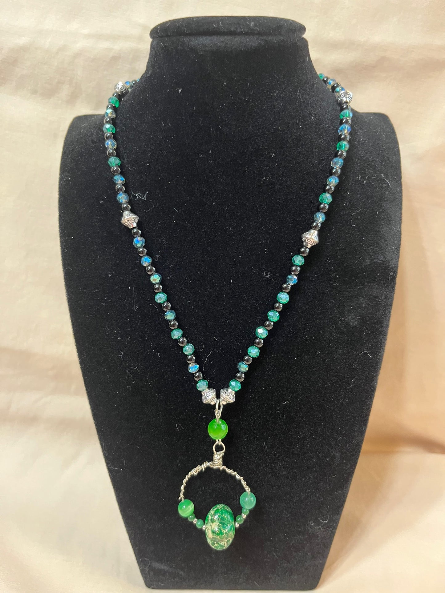 #131 Rhodium, black agate